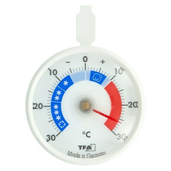 Kühlschrank Thermometer, Ø 6,8cm, Robuster Kunststoff, Messbereich -30 °C bis 30 °C, 107210 [TFA]