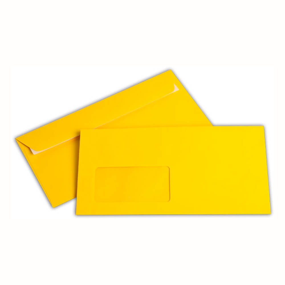 Briefumschläge C6/5 (DIN-lang+), mit Fenster, farbig, 250 Stück [ELCO] Goldgelb