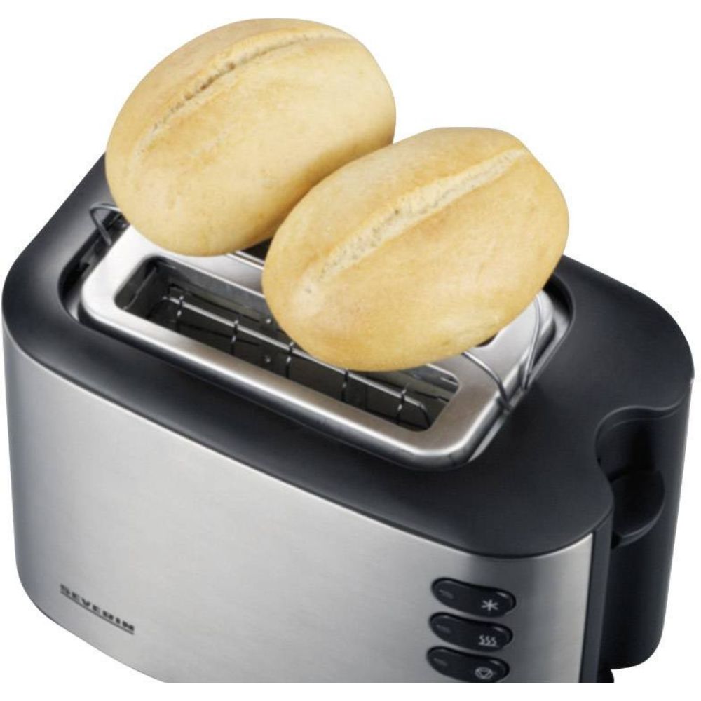 2-Scheiben-Toaster mit Brötchenaufsatz, Edelstahl, 850 Watt, AT 2514 [SEVERIN]