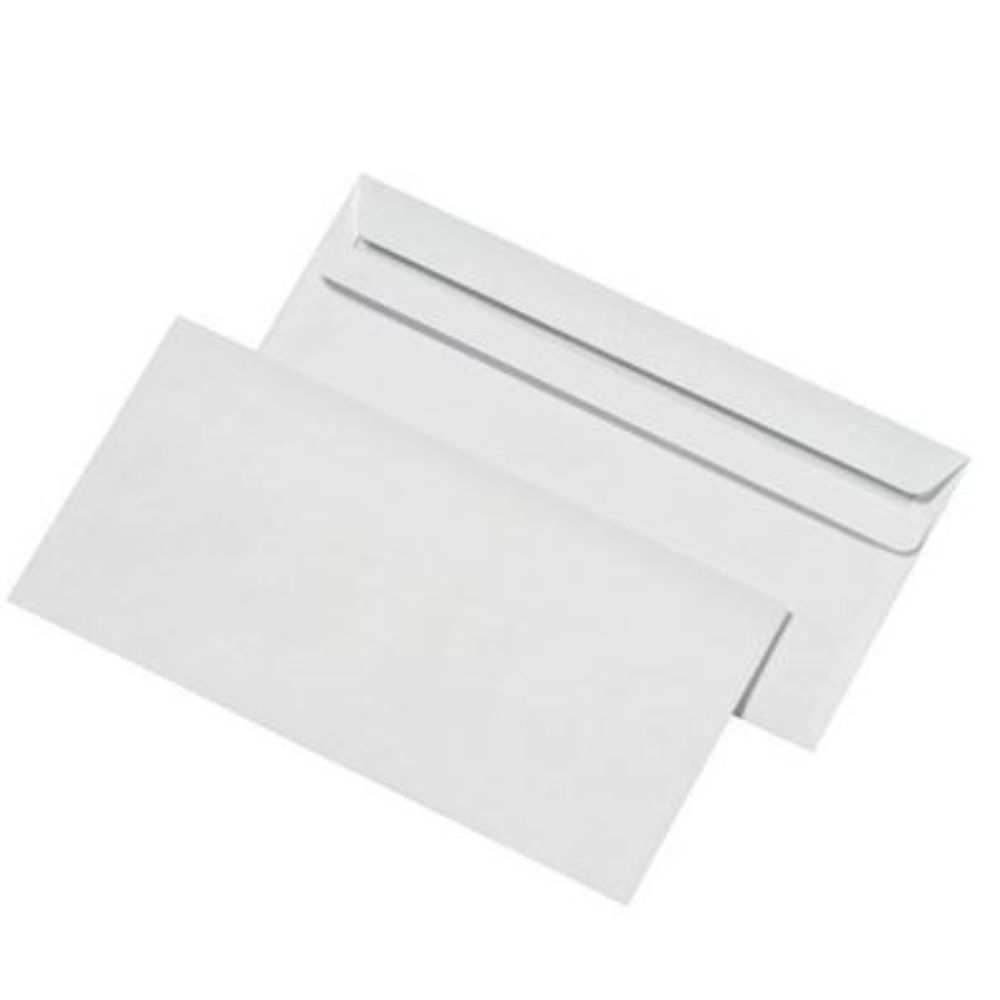 Briefumschläge DIN-lang, selbstklebend, Farbe: Weiß, ohne Fenster, 1000 Stück [BONG]