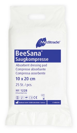 Saugkompresse - BeeSana, steril, Maße 10 cm x 10 cm, Box mit 60 Stück [MEDITRADE]