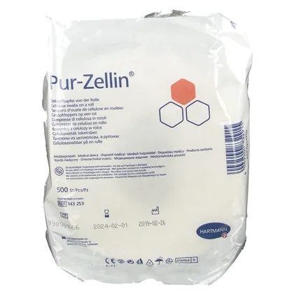 Zellstofftupfer - Pur-Zellin, steril, Maße 4 x 5 cm, Rolle mit 500 Tupfer [HARTMANN]