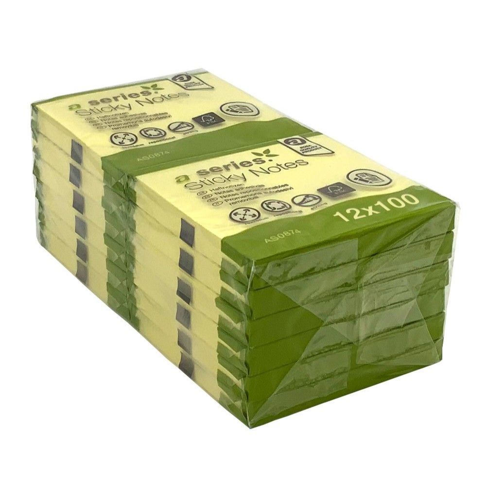 Haftnotizen A-SERIES 75 x 75mm 12 Blöcke pro Pack Block mit 100 Blatt Farbe Gelb