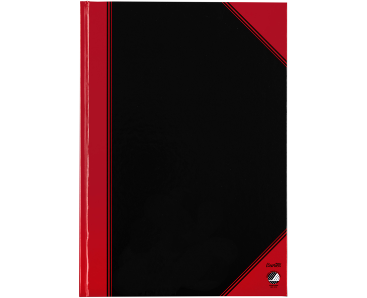 Hardcover Chinakladde, DIN A4, Einband Schwarz, Ecken und Falz Rot [BANTEX]