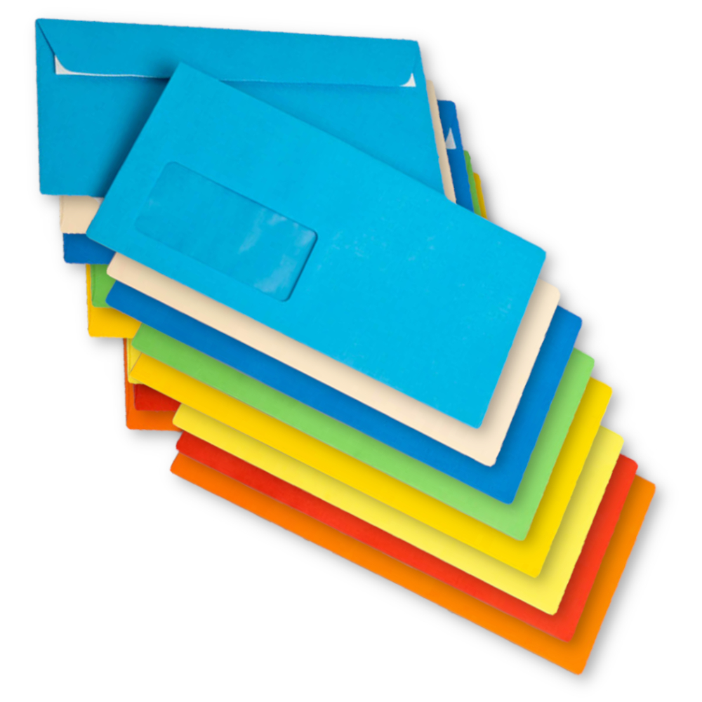 Briefumschläge C6/5 (DIN-lang+), mit Fenster, farbig, 250 Stück [ELCO]